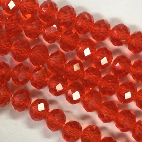 8x6mm Faceted Glass Rondelle Beads - Red