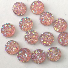 8mm Rose Red AB Druzy Resin Cabochons - Pack of 10