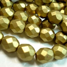 8mm Czech Firepolish Beads - Matte Metallic Aztec Gold - Pack of 20