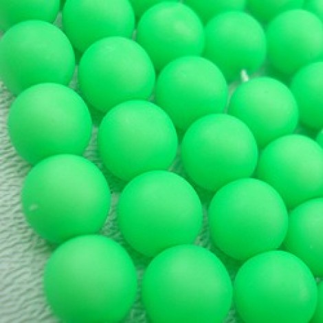 10mm Czech Round Glass Beads - Neon Green