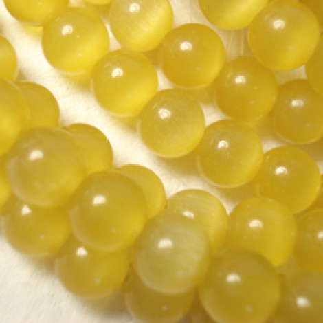 8mm Cats Eye Optic Fibre Beads - Yellow