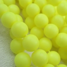 8mm Czech Round Glass Beads - Neon Yellow - Pack of 20