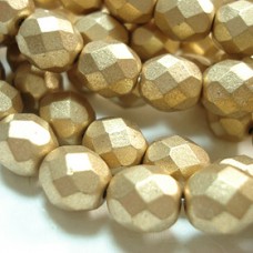 8mm Czech Firepolish Beads - Matte Metallic Flax Gold - Pack of 20