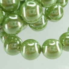 6mm Czech Round Pearl Coat Glass Beads - Olive
