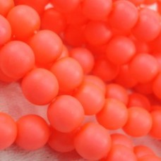 8mm Czech Round Glass Beads - Neon Pink - Pack of 20