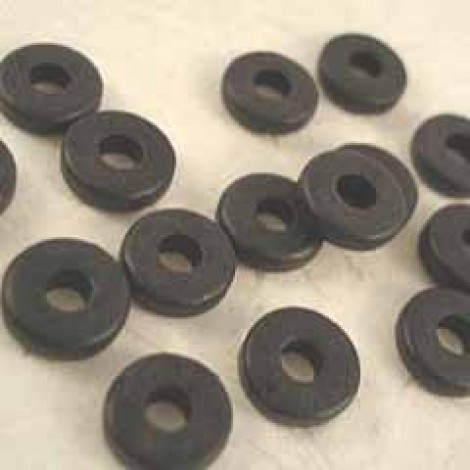 8mm Round Washer Greek Ceramic Beads - Black