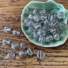 8mm Czech Round Melon Beads - Crystal - Silver Inlay - Pack of 10