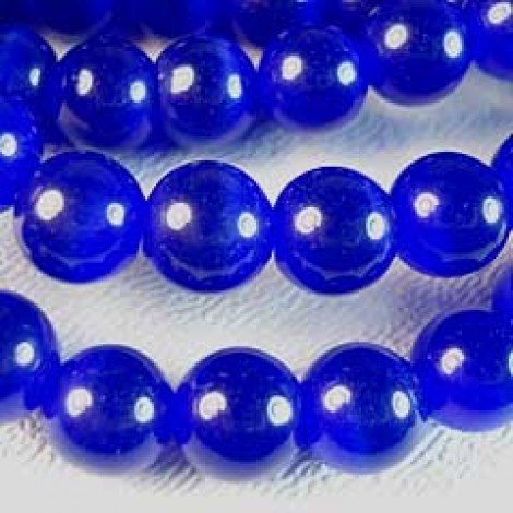 8mm Cats Eye Optic Fibre Beads - Royal Blue