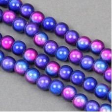 6mm Purple-Blue Two Tone Japanese Miracle Beads - Pack of 10