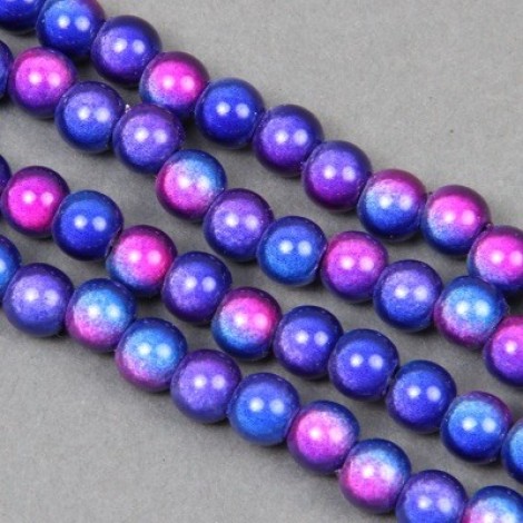 6mm Purple-Blue Two Tone Japanese Miracle Beads - Pack of 10