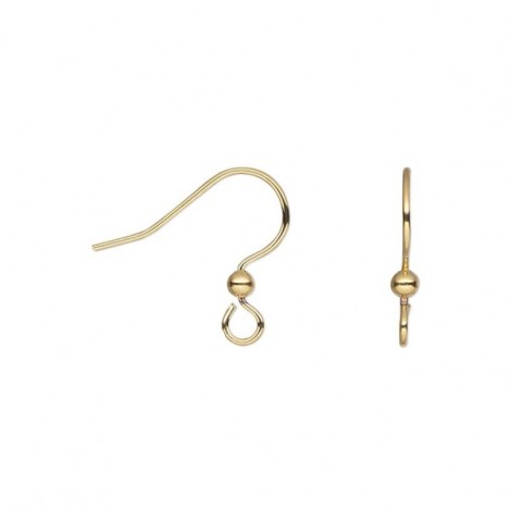 17mm Gold Plated Surgical Steel 21ga Earwires with 2.5mm ball - Pack of 5 Pair