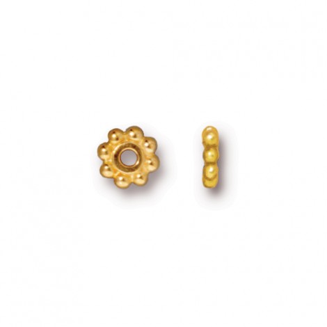 6mm TierraCast Heishi Daisy Spacer Beads - Bright 22K Gold Plated - Pack of 10