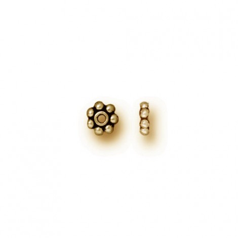 4mm TierraCast Daisy Heishi Spacers - Antique 22K Gold Plated - Pack of 10