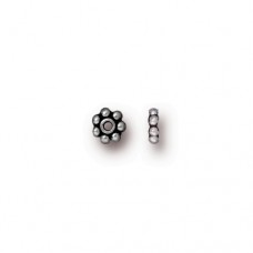 4mm TierraCast Daisy Heishi Spacers - Antique White Bronze Plated (Silver) - Pack of 20