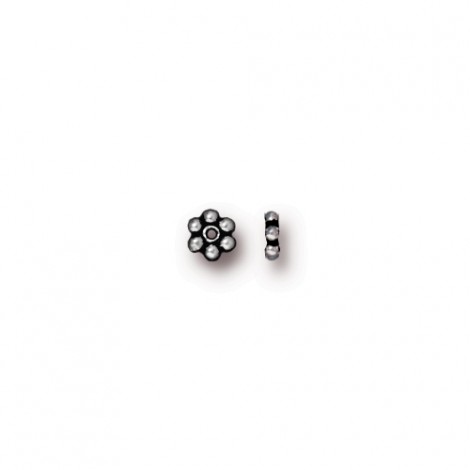 3mm TierraCast Bali Style Antique White Bronze (Silver) Plated Daisy Spacers - Pack of 50