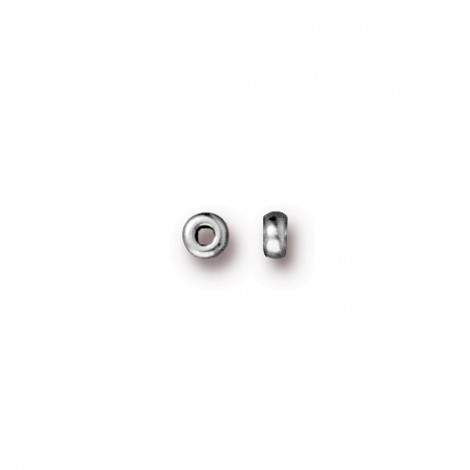 3mm TierraCast Heishi Disk Beads - White Bronze (Silver) - Pack of 20