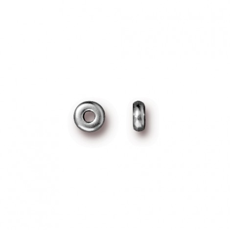 4mm TierraCast Heishi Disk Beads - White Bronze (Silver) - Pack of 10