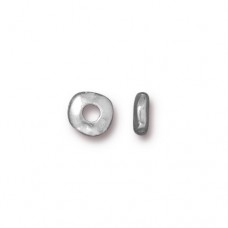 7mm TierraCast Heishi Nugget w- 2mm ID - White Bronze (Silver) Plated