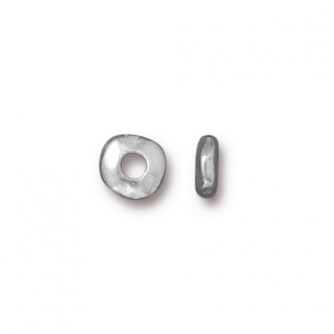 7mm TierraCast Heishi Nugget w- 2mm ID - White Bronze (Silver) Plated