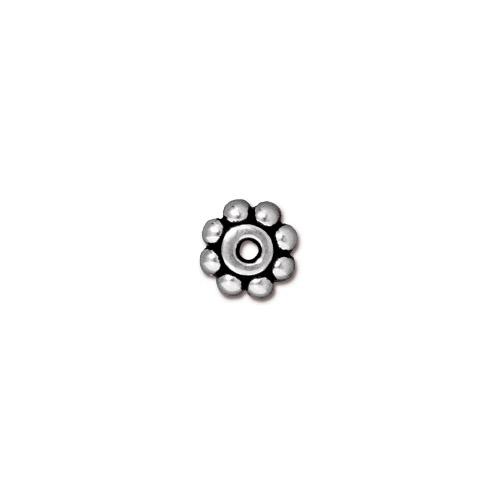 6mm TierraCast Daisy Heishi Spacer Beads - Antique Fine Silver Plated ...