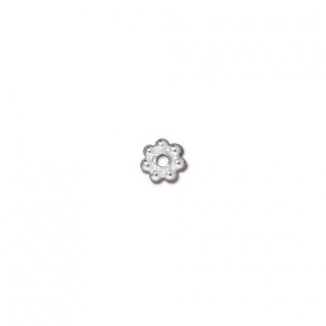 4mm TierraCast Daisy Heishi Spacers - Bright Silver - Pack of 20