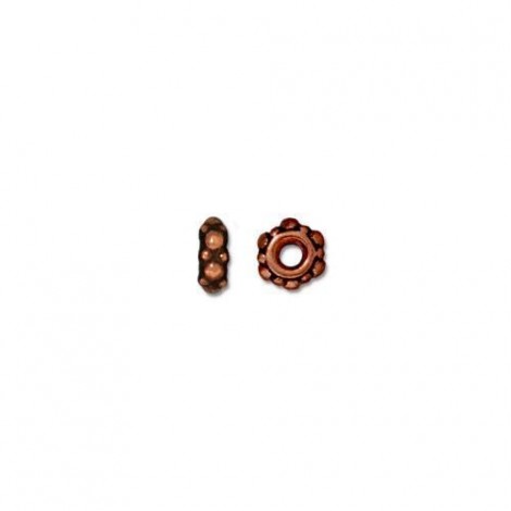 4mm TierraCast Small Turkish Beaded Spacers - Antique Copper - Pack of 10
