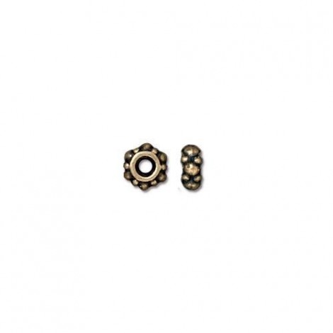 4mm TierraCast Small Turkish Beaded Spacers - Brass Oxide - Pack of 10