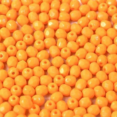 4mm Czech Firepolish Beads - Light Orange - Pack of 50