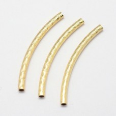 45x3mm (2mmID) AAA Gold Plated Curved Tube Beads