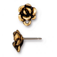 TierraCast 8.3mm Succulent Earposts - Antique 22K Gold Plated - Per pair