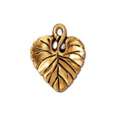 20mm TierraCast Violet Leaf Charm - Antique 22K Gold Plated - Pack of 2