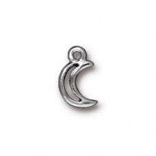 8x13mm TierraCast Open Crescent Moon Charm - White Bronze Plated