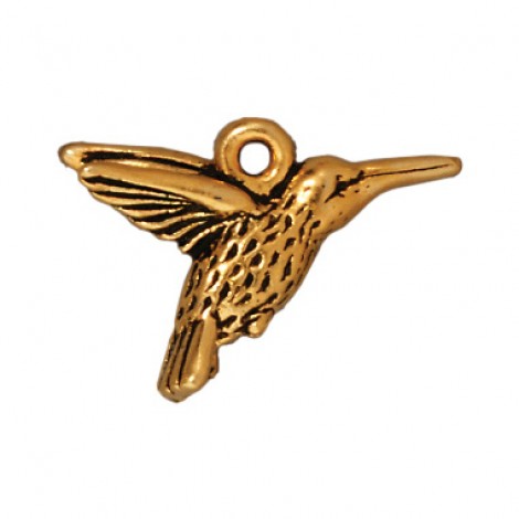 19mm TierraCast Hummingbird Charms - Antique 22K Gold Plated