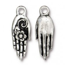 26mm TierraCast Blossom Hand Charm - Antique Silver