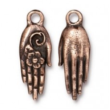 26mm TierraCast Blossom Hand Charm - Antique Copper