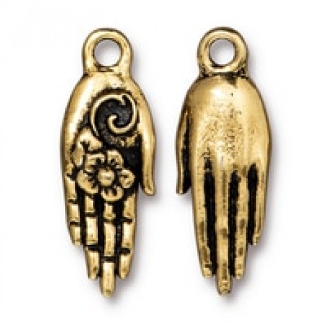 26mm TierraCast Blossom Hand Charm - Antique Gold