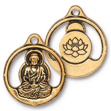 24mm TierraCast Buddha Pendant - Ant 22K Gold Plated