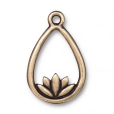 26x16.5mm TierraCast Lotus Teardrop Pendants - Brass Oxide - Pack of 2