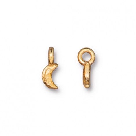 4x10mm TierraCast Crescent Moon Charms - 22K Gold Plated - Pack of 2