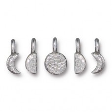 4-6x10mm TierraCast Moon Phases Charm Set of 5 - Bright Fine Silver Plated