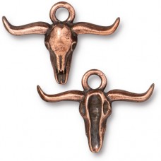 23x16mm TierraCast Longhorn Charm - Antique Copper Plated - Each