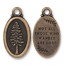 30mm TierraCast Redwood Pendant/Charm - Brass Oxide Plated - Each