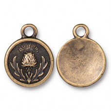 18mm TierraCast Thistle Pendant/Charm - Brass Oxide Plated