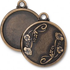 25mm ID TierraCast Poppy Bezel Pendant Setting - Brass Oxide Plated - Each
