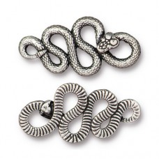 21x24mm TierraCast Rattlesnake Pendant or Link - Antique Fine Silver Plated - Each