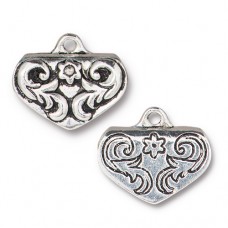 25x19mm TierraCast Scrollwork Crimp End - Antique Fine Silver Plated - Each