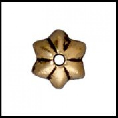 5mm TierraCast Talavera Star Beadcap - Antique 22K Gold Plated - Pack of 5