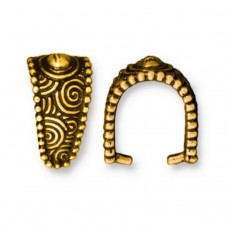 16.5mm TierraCast Large Spiral Pinch Bail - Antique 22K Gold Plated - Each