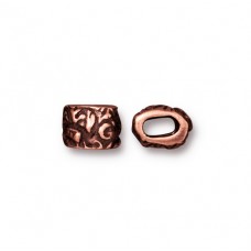 6x8mm (2.4x4.5mm ID) TierraCast Jardin Barrel Transition or Crimp Beads - Antique Copper - Pack of 2