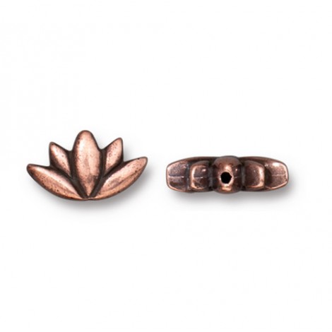 7x12mm TierraCast Lotus Bead - Antique Copper - Pack of 2